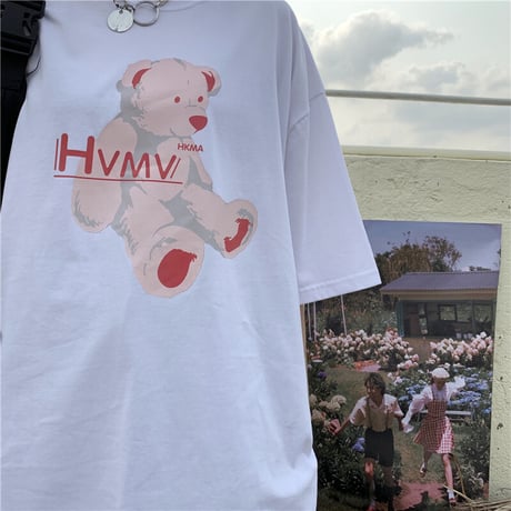 ユニセックス tシャツ クマちゃん ベアー ルーズ 韓国ファッション メンズ レディース オーバーサイズ トップス 大きめ カジュアル ストリートファッション DTC-642775642182