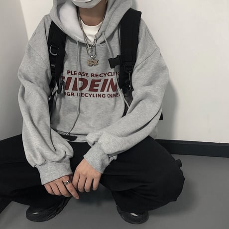 ユニセックス パーカー プルオーバー プラスベルベット ホワイト グレー 長袖 オーバーサイズ ゆったり カジュアル ストリートファッション DTC-606297076811