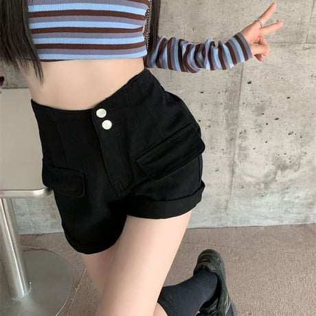 デニムショートパンツ ハイウエスト ワイドパンツ ショートパンツ デニム ショーパン レトロ 韓国ファッション レディース 大人可愛い ガーリー カジュアル DTC-671278604954