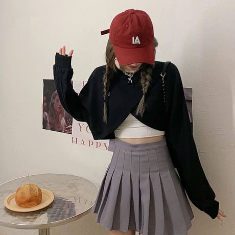 不規則 クロス トップス シンプル ルーズ 薄手 ショート丈 レトロ トレーナー 韓国ファッション レディース 大人可愛い ガーリー DTC-651057262550