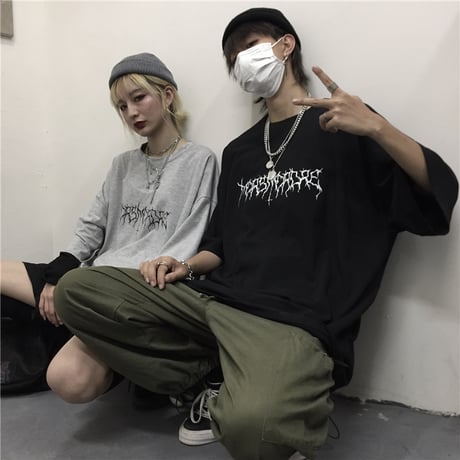 ユニセックス Tシャツ 半袖 メンズ レディース ダークホラー プリント オーバーサイズ 大きいサイズ ルーズ ストリート DTC-598850483866