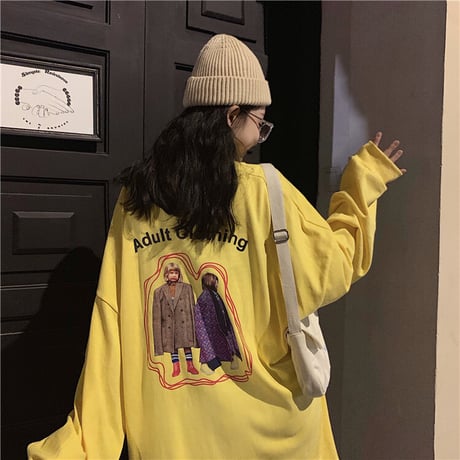 長袖 ロング Tシャツ オーバーサイズ 韓国ファッション レディース ロングTシャツ ロンt ルーズ トップス ゆったり カットソー 大人可愛い ガーリー DTC-625359276693