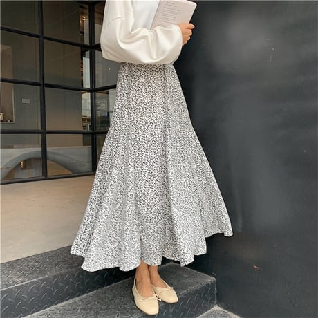 花柄 スカート フレア Aラインスカート 韓国ファッション レディース ロング丈 フローラル ハイウエスト 大人可愛い ガーリー フェミニン DTC-627230585978