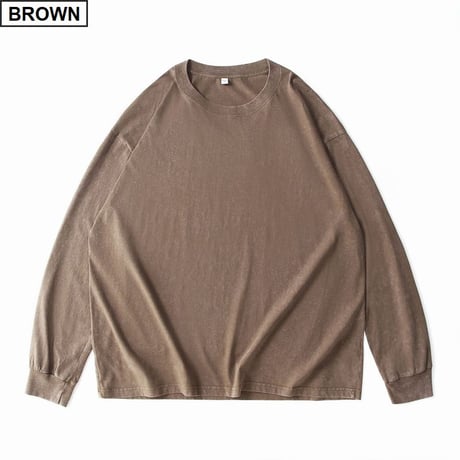 5カラー ユニセックス ロンT ウォッシュ加工 ヴィンテージ風 長袖 tシャツ トップス オーバーサイズ ルーズ カジュアル ストリート系ファッション DTCA-723009132142