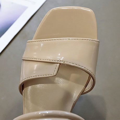 2WAY ストラップ サンダル チャンキーヒール 4cm スクエアトゥ 韓国ファッション レディース 痛くない かわいい 靴 歩きやすい 594723432026