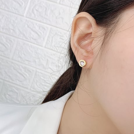 両耳 ピアス メンズ レディース スタッドピアス キャッチ式 CZ 金属アレルギー対応 シルバー ゴールド チタンスチール アクセサリー DTC-582264692299