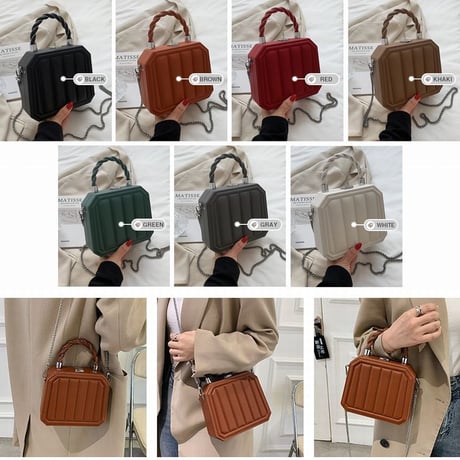 【7カラー】 2wayバッグ ショルダーバッグ ハンドバッグ チェーンストラップ スクエアバック トランクバック 韓国ファッション レディース 大人可愛い ガーリー DTC-651557135282
