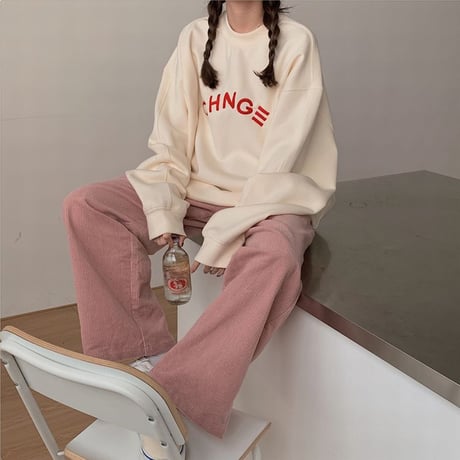 トレーナー ロンT 薄手 薄手トレーナー オーバーサイズ ラウンドネック ルーズ レトロ 韓国ファッション レディース ガーリー カジュアル ストリート系 DTC-655296556038