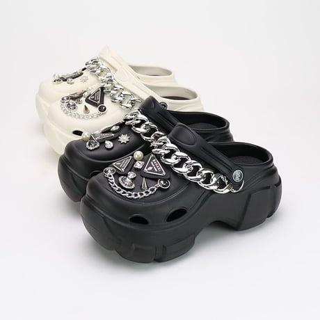 2way 厚底 サンダル 22.0～25.0cm ビジュー チェーン スリッパ ビーチサンダル 厚底サンダル トレンド 韓国ファッション レディース DTC-703753329040