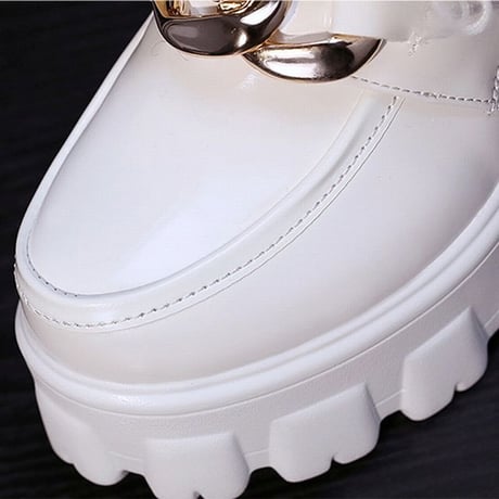 厚底 ファーシューズ 22.0～24.5cm ファーローファー ローファー チェーンデザイン インヒール 歩きやすい 疲れない 大人可愛い ガーリー DTC-659154706888