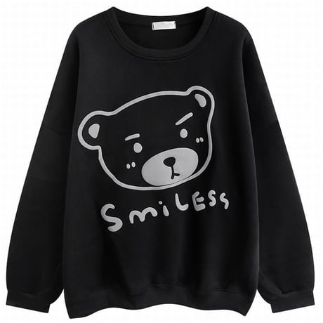 トレーナー プラスベルベット クマちゃん ベアー シンプル ルーズ オーバーサイズ ゆったり 大きめ 韓国ファッション レディース ガーリー カジュアル DTC-658810069735