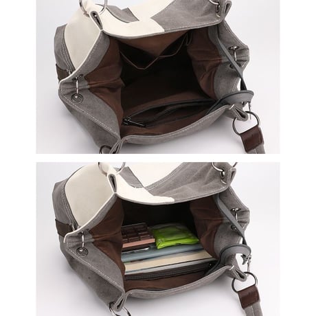 2WAYバッグ ショルダーバッグ トートバッグ 大容量 帆布 肩掛け 斜め掛け キャンバスバック オールシーズン バッグ かわいい シンプル 鞄 レトロ DTCA-675369374044