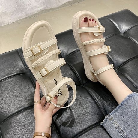 バックルストラップ サンダル 4cm 韓国ファッション レディースフラットサンダル ぺだんこサンダル キュート 痛くない かわいい 靴 歩きやすい 疲れない 620344151145