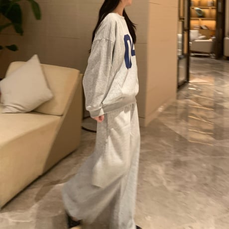 セットアップ 上下セット スウェット ナンバーロゴ トレーナー パンツ オーバーサイズ 長袖 レトロ 韓国ファッション レディース 大人可愛い ガーリー カジュアル DTC-819529018954