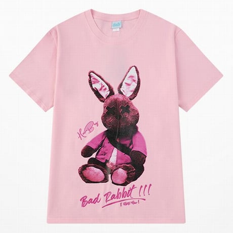 ユニセックス Tシャツ 半袖 ラウンドネック バッドラビット うさぎ プリント オーバーサイズ 韓国ファッション メンズ レディース ストリートファッション DTC-621638638683