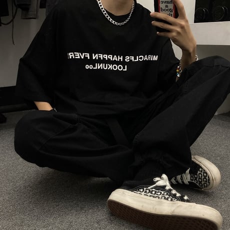 ユニセックス Tシャツ 半袖 ドロップショルダー ラウンドネック オーバーサイズ 韓国ファッション メンズ レディース トップス カジュアル ストリートファッション DTC-638055341572