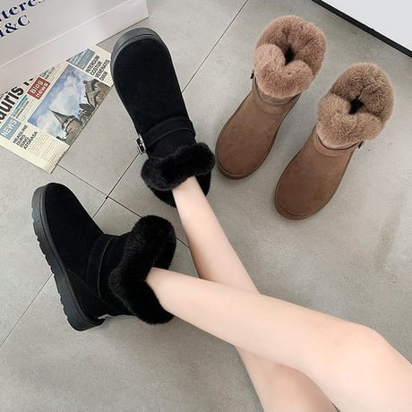 ムートンブーツ ベルト バックル 23.0～25.0cm 韓国ファッション レディース ファーブーツ 防寒 もこもこ 631123140141
