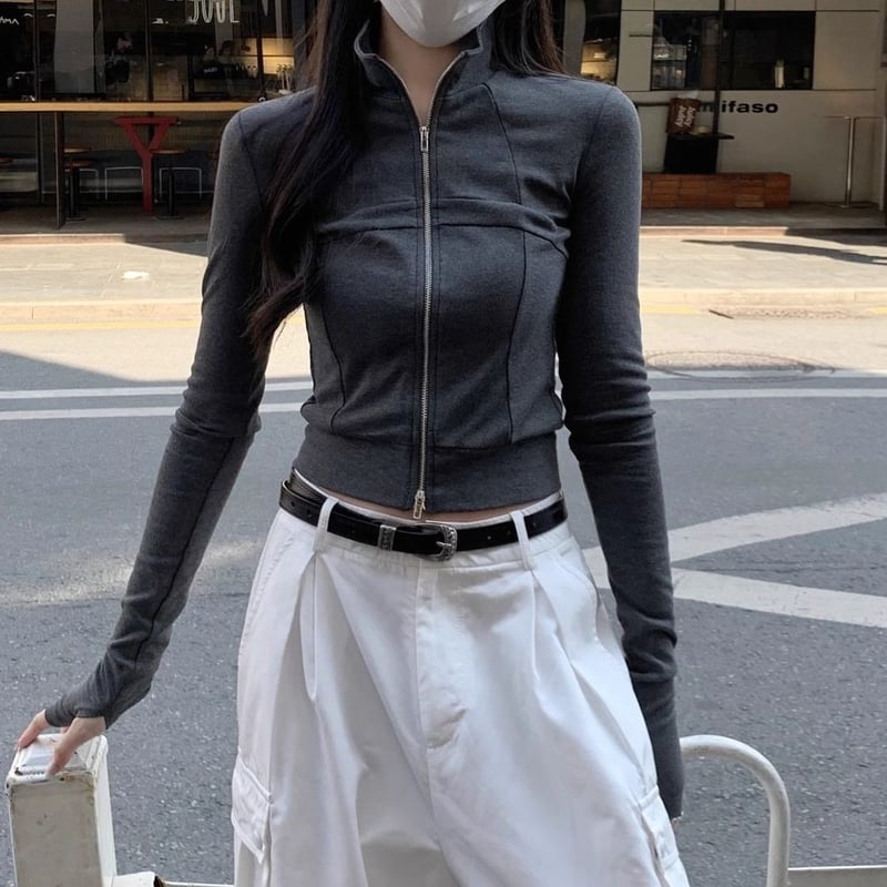 23AW slim zip longsleeve ハイネック モヘア 短丈 23AW slim zip