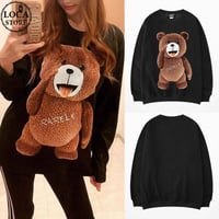 ユニセックス スウェット トレーナー あっかんベークマちゃん 裏起毛 オーバーサイズ カジュアル 韓国ファッション メンズ レディース ストリート系ファッション DTC-610257638125