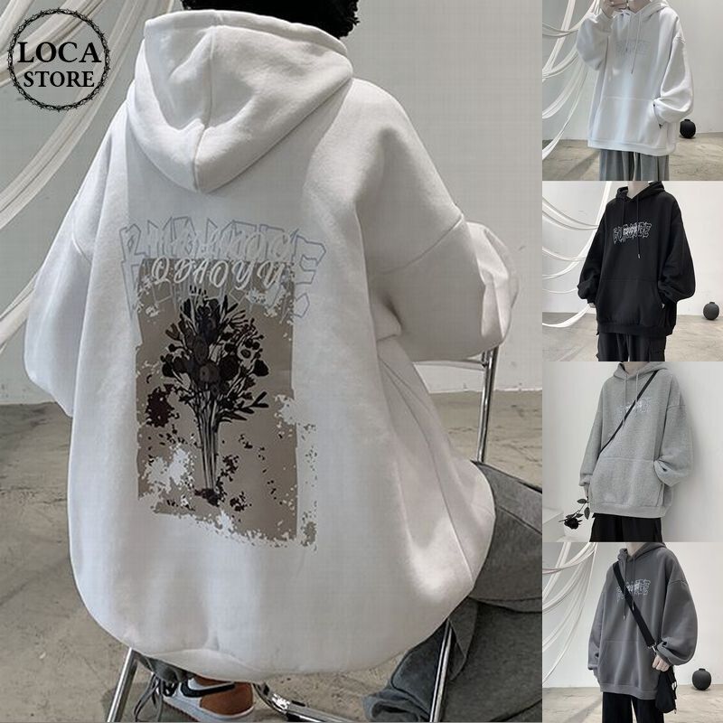 パーカー フーディー バックプリント オーバーサイズ ストリート ユニセックス パーカー プルオーバー バックプリント オーバー