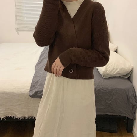 2WAY ショート丈 カーディガン 韓国ファッション レディース オフショルダー オフショル ウール 暖かい ボタン ガーリー (DTC-604776362280)