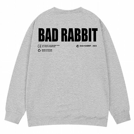 ユニセックス スウェット トレーナー BADRABBIT ウサギ 裏起毛 長袖 オーバーサイズ 韓国ファッション メンズ レディース ストリート系ファッション DTC-737596346835