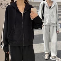 セットアップ 上下セット スウェット サイドライン ジップアップ パーカー パンツ ジャージ ルーズ レトロ 大人可愛い ガーリー カジュアル スポーツミックス DTCA-687375312327
