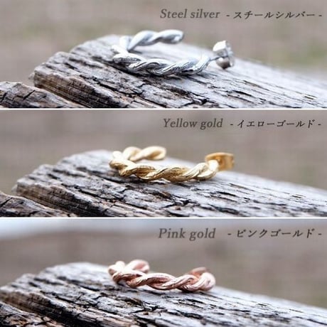 ハワイアンジュエリー 片耳用 ピアス メンズ レディース ペア バンブー ロープ スクロール ステンレス 金属アレルギー対応 スチールシルバー イエローゴールド ピンクゴールド ges8225