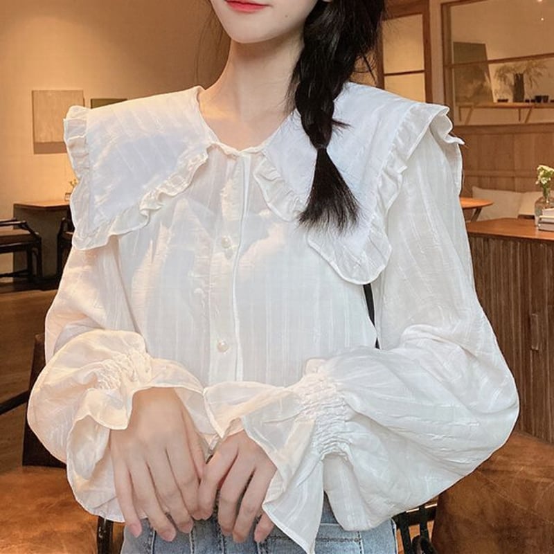 フリル襟ブラウス ドットシフォンフリル襟ブラウス 通販【ニッセン】