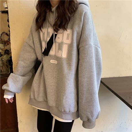 【3カラー】 プルオーバー パーカー ロゴ プリント オーバーサイズ ビッグシルエット レトロ 韓国ファッション レディース ストリート系 秋冬 秋 冬 DTC-607384562607