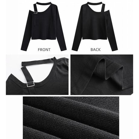ワンショルダー tシャツ ニット トップス カットソー オフショルダー 肩だし 肩見せ 肩開き 長袖 レトロ 韓国ファッション レディース 大人可愛い ガーリー DTC-652525181958