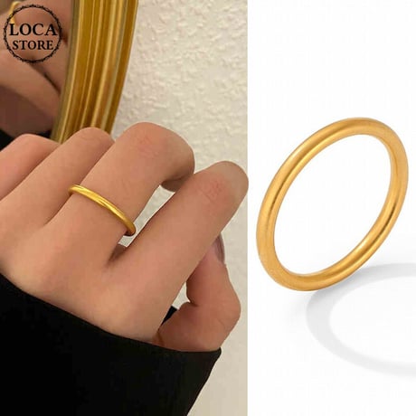 ラウンドリング 金属アレルギー対応 ゴールド リング 指輪 アクセサリー シンプル チタン アクセサリー 韓国アクセサリー DTC-638316782475