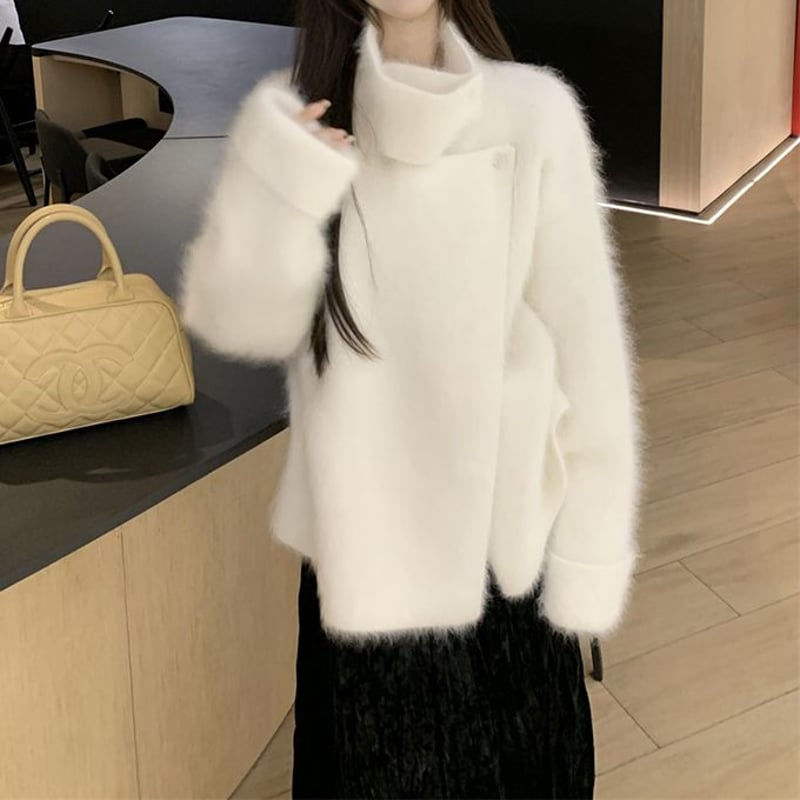 ファーニット フェイクミンクファー ハイネック ニット ファーニット フェイクミンクファー ハイネック ニット