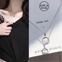 ネックレス レディース スターリングシルバー クリア ブルー 人工水晶 シルバー925 シンプル ペンダント 人気 かわいい アクセサリー ジュエリー プレゼント (DTC-565114640165)