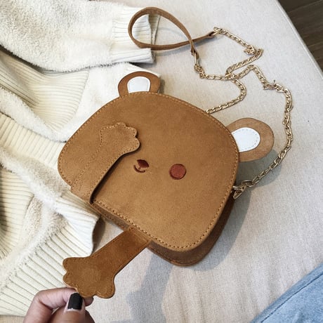 ショルダーバッグ クマちゃん ベアー ミニバッグ サブバッグ 肩掛け 斜め掛け ユニーク かわいい ショルダーチェーン シンプル レトロ ガーリー DTC-604470886506