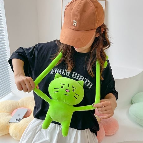 ぬいぐるみバッグ 猫 ねこ ぬいぐるみ ショルダーバッグ ウエストポーチ ジッパー ミニバッグ サブバッグ 斜め掛け ユニーク かわいい レトロ カジュアル DTC-684427662530