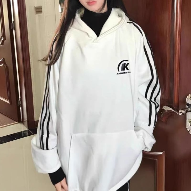 プルオーバー パーカー トップス フード付き スウェット サイドライン