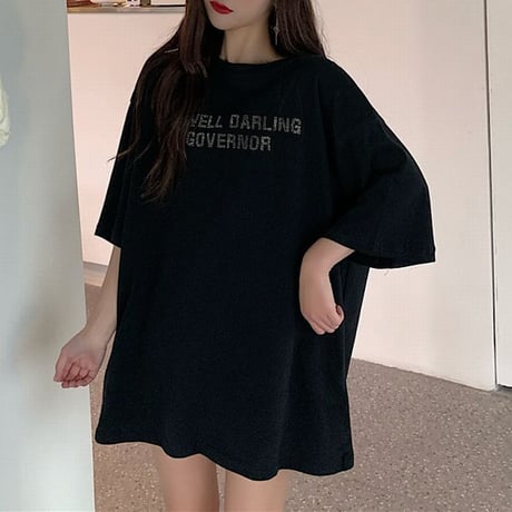 Tシャツ 半袖 スパンコール 羽 エンジェルくまちゃん シンプル ガーリー フェミニン カジュアル 韓国ファッション レディース 韓国ストリートファッション DTC-639357224388
