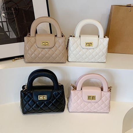 2wayバッグ ショルダーバッグ ハンドバッグ キルティング ミニバッグ 肩掛け 斜め掛け スクエアバッグ チェーンストラップ レトロ 韓国ファッション レディース DTCA-769859148853