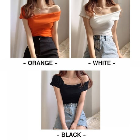 ワンショルダー トップス 不規則デザイン 半袖 韓国ファッション レディース Tシャツ 大人可愛い ガーリー フェミニン DTC-641886251782