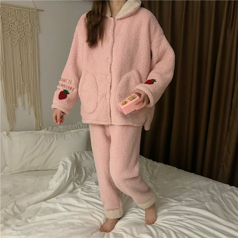 ルームウェア】 パジャマ セットアップ トップス + パンツ ボア