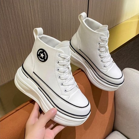 厚底 ハイカットスニーカー 22.0～24.5cm ハイトップ ショートブーツ シューレース カジュアル 韓国ファッション レディース 大人可愛い ガーリー DTC-681860323294