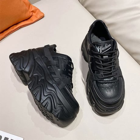 厚底 ダッドスニーカー 22.0～24.5cm レースアップ スニーカー ダッドシューズ スポーツ 厚底スニーカー カジュアル 靴 韓国ファッション レディース DTC-733970773004