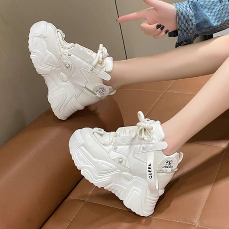 厚底スニーカー 22.0～24.5cm ダッドスニーカー 厚底 シューレース スニーカー ダッドシューズ スポーツ カジュアル 韓国ファッション レディース DTC-731800244138