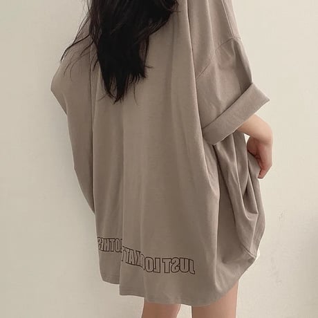 ユニセックス Tシャツ ロゴ バックプリント 半袖 ドロップショルダー トップス 半袖 クルーネック ビッグTシャツ シンプル ルーズ レトロ カジュアル DTC-723835018877