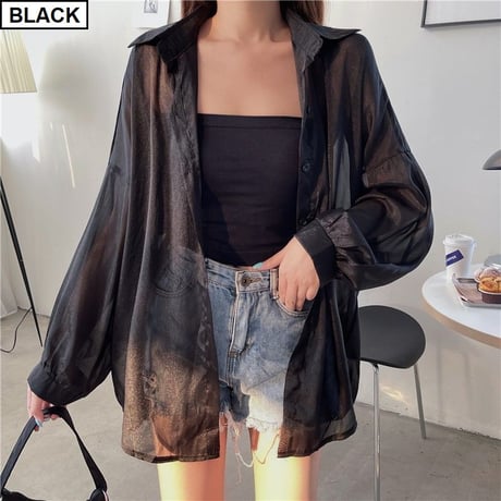 【11color】 シアーシャツ パフ袖 シフォン オーバーサイズ ルーズ シアーブラウス 長袖 レトロ 韓国ファッション レディース Y2K 大人可愛い ガーリー DTC-672456293033