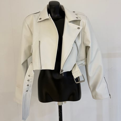 ライダースジャケット フェイクレザー ショート丈 PU ライトアウター レザージャケット ファスナー 長袖 レトロ 大人可愛い ガーリー DTCA-878196317551