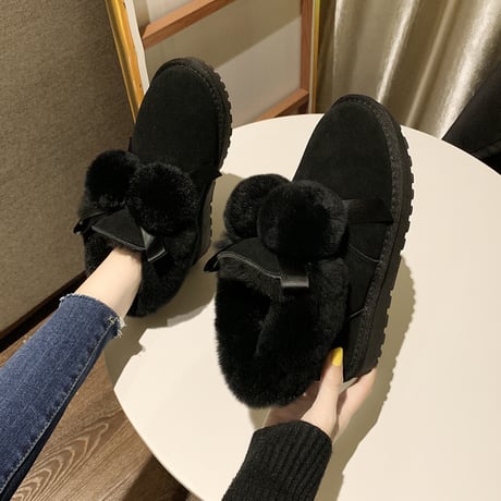 ファーブーツ ショートブーツ 22.5～24.5cm ファーシューズ ボンボン ムートンブーツ カジュアル 歩きやすい おしゃれ 疲れない 大人可愛い ガーリー DTC-607619523952