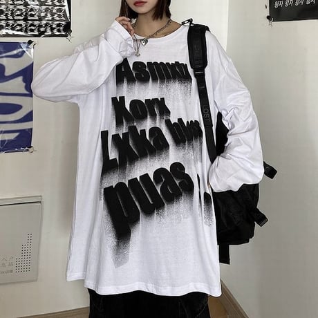 ユニセックス Tシャツ 長袖 ロンT レタープリント プルオーバー オーバーサイズ 韓国ファッション メンズ レディース 大きめ カジュアル ストリートファッションDTC-654243924367
