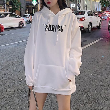 天使の羽 モチーフ プルオーバー パーカー 韓国 ファッション レディース ストリート系 裏起毛 ビッグサイズ オーバーサイズ トップス ルーズ (DTC-603217112260)